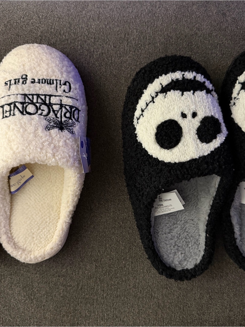 Plush Black Panda Kids One-Piece Slippers